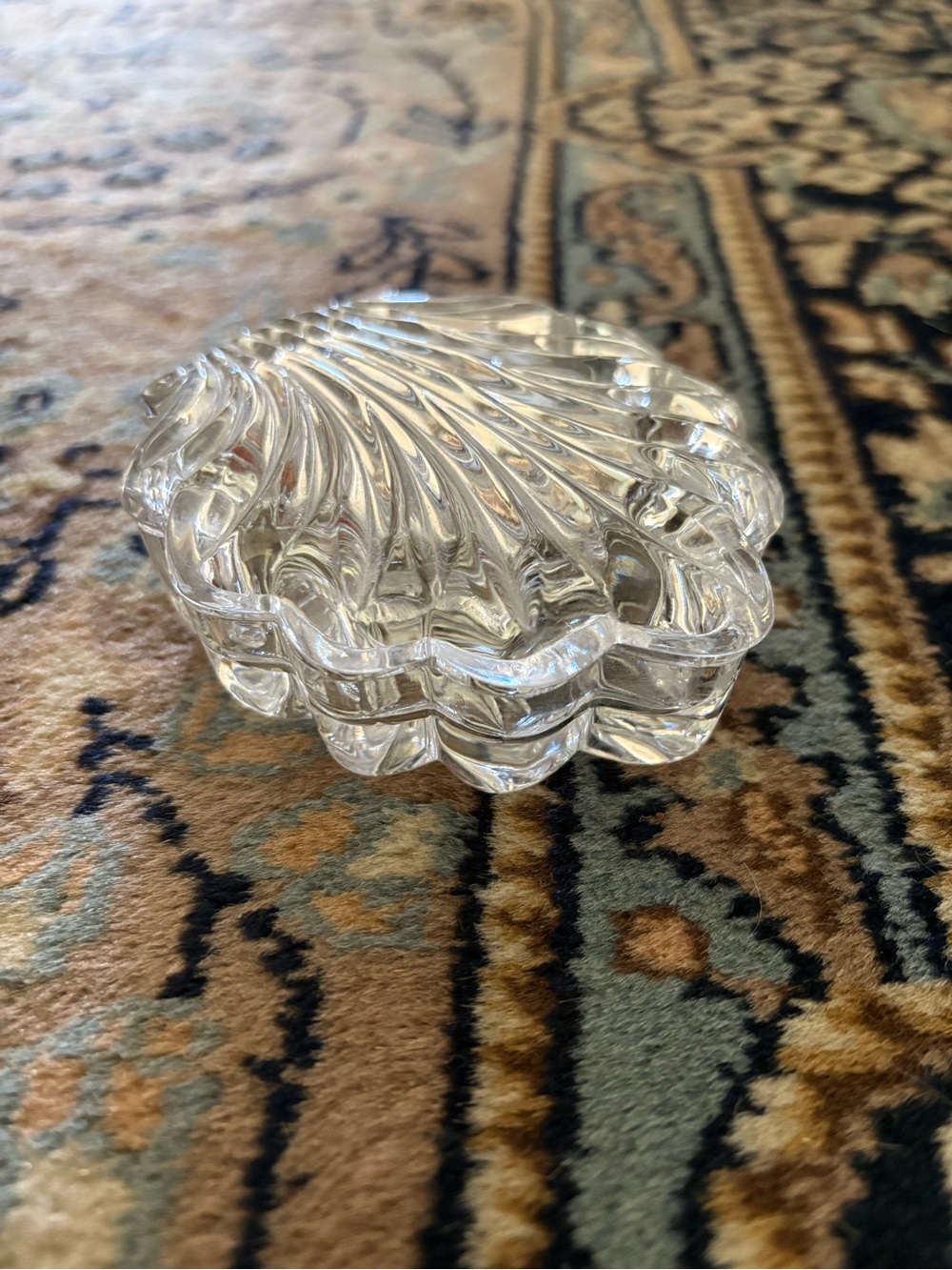 Vintage Glass Shell Shaped Jewelry Box